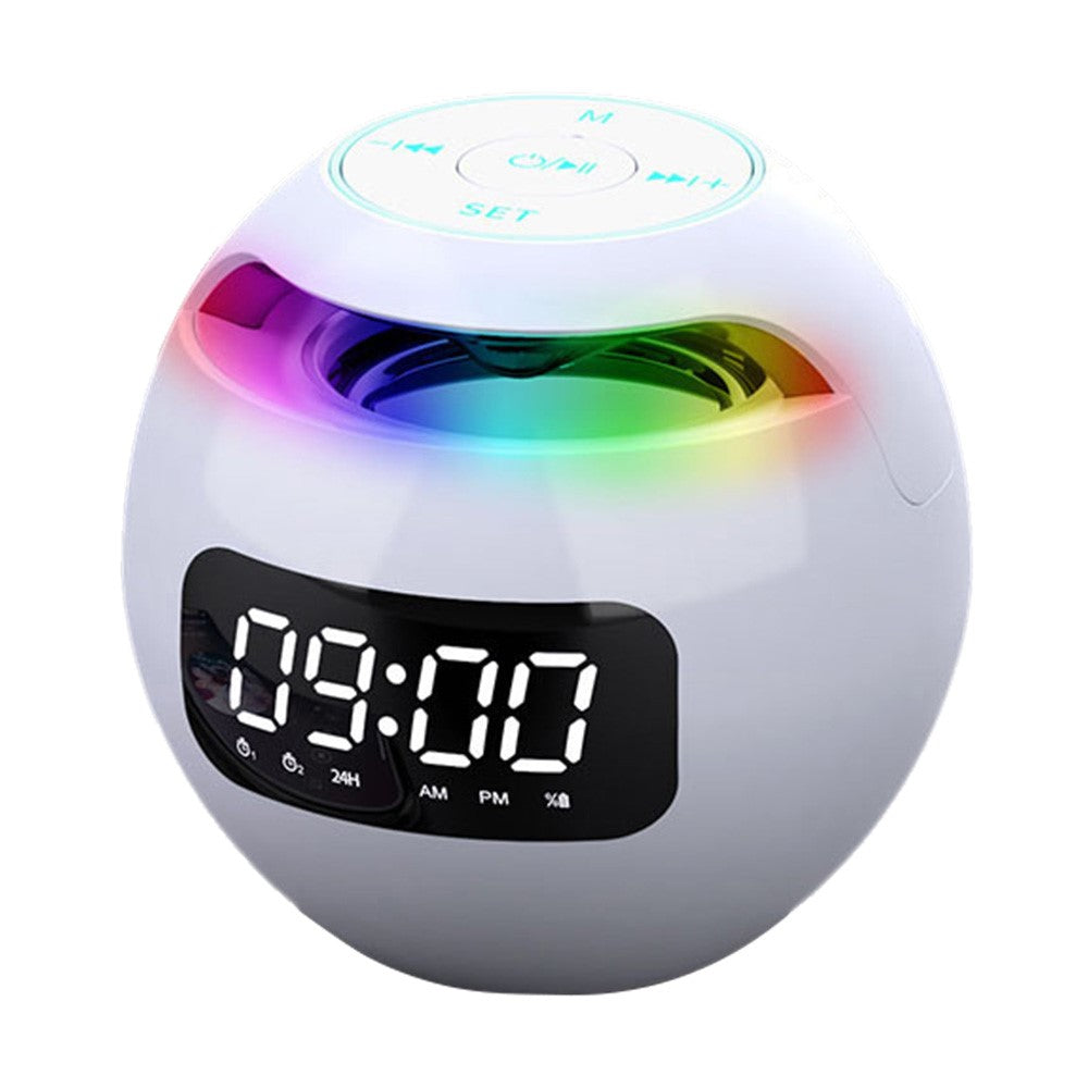 G-90Q Portable Wireless Bluetooth-compatible Speaker Ball Shape Alarm Clock FM Radio Smart Subwoofer (English / Sensing Version)