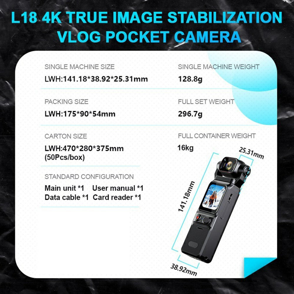 Action Camera L18 1.69 Inch Touch Screen