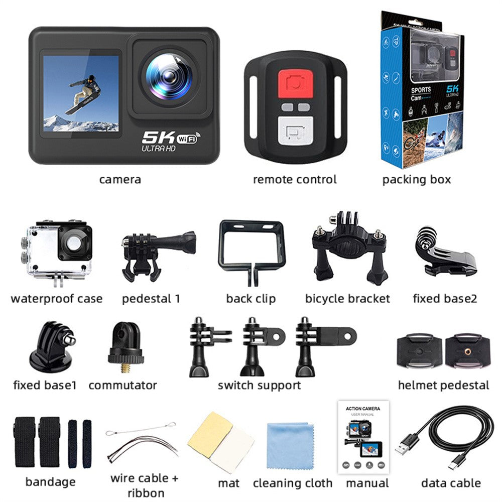 Action Camera F303AATR 5K Ultra HD Dual Screen