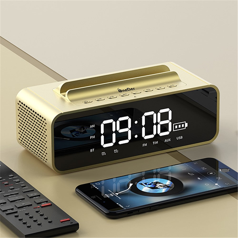 Smart Wireless Bluetooth-compatible Audio Bedside Alarm Clock Phone Bracket Speaker FM Radio Desktop Home Clocks
