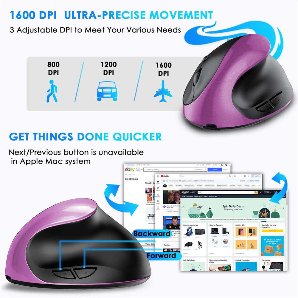 Vertical Mouse Rechargeable Ergonomic Wireless 2.4G