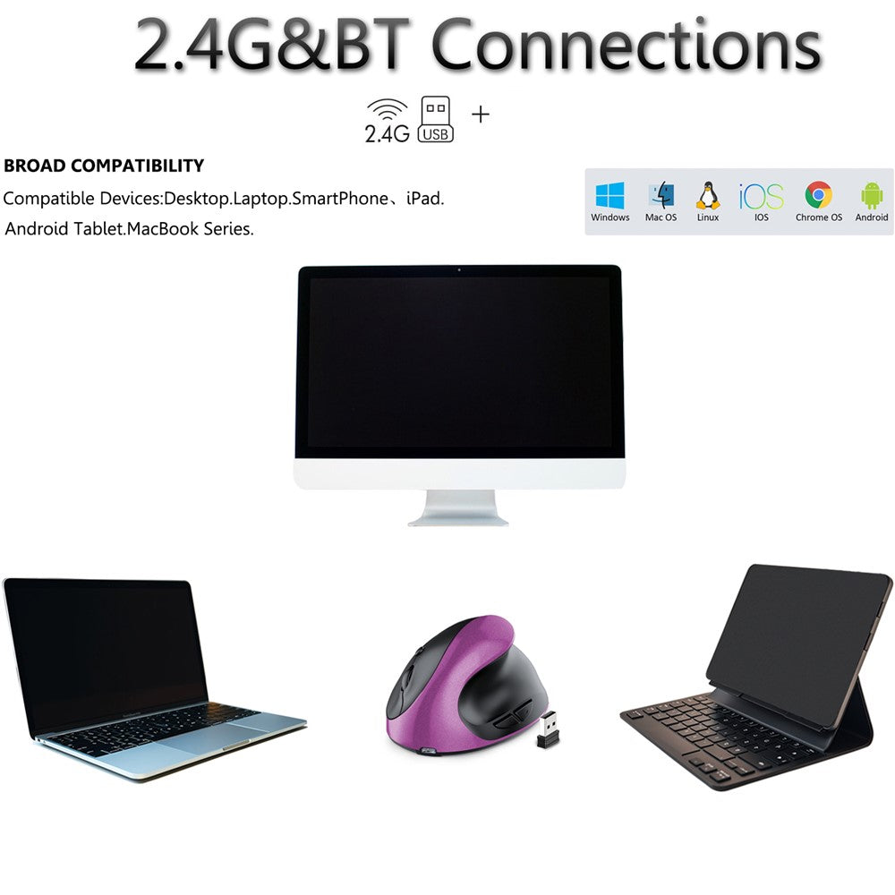 Vertical Mouse Rechargeable Ergonomic Wireless 2.4G