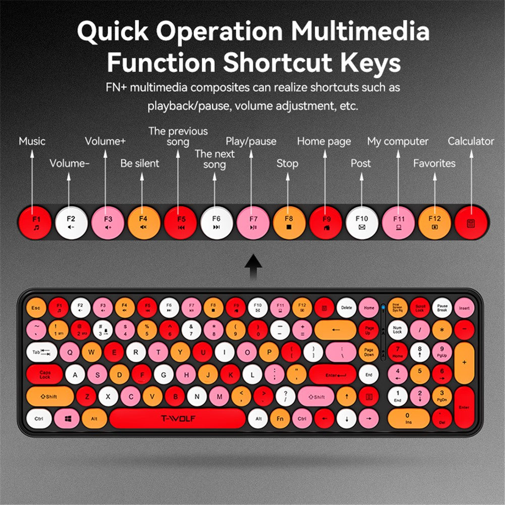 Keyboard Mouse Set   T-WOLF TF350 2.4G Wireless