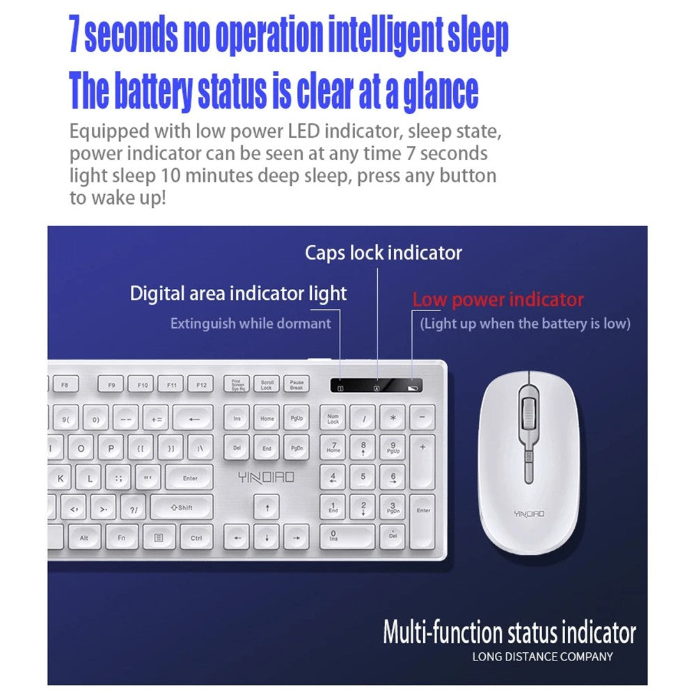Set Keyboard Mouse YINDIAO V3Max 2.4G Wireless