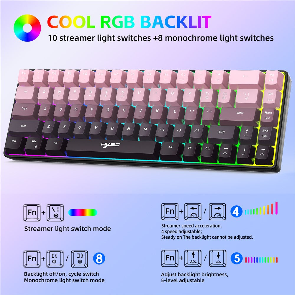 Keyboard HXSJ V200 Ergonomic 68 Keys