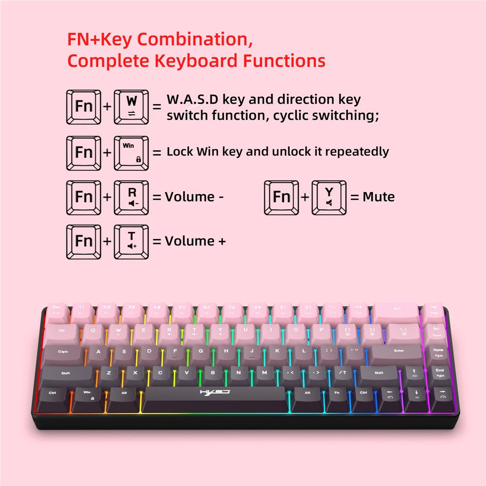 Keyboard HXSJ V200 Ergonomic 68 Keys