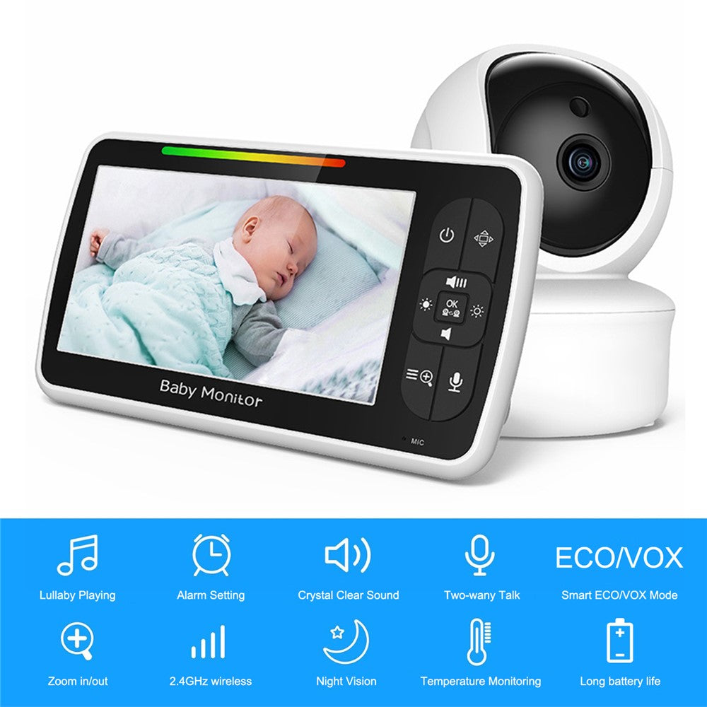 SM650 Baby Monitor 5-inch Display Two-Way Voice 2.4GHz  Indoor Surveillance Camera