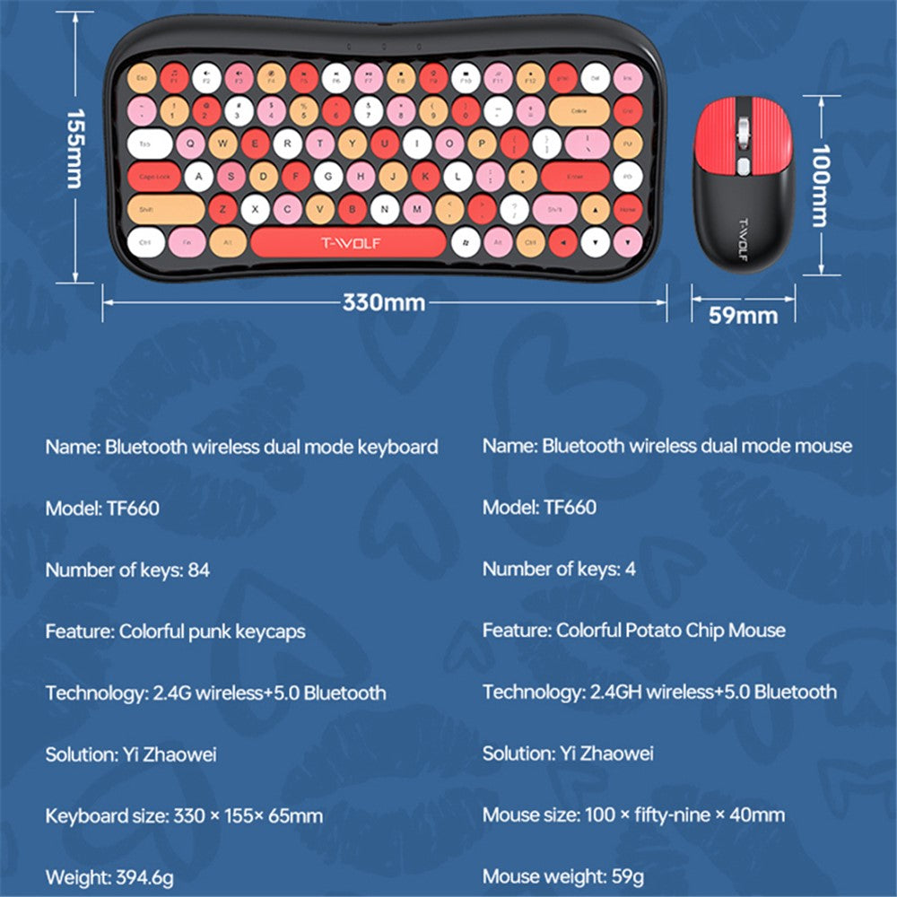 Keyboard Mouse Set T-WOLF TF660 Bluetooth