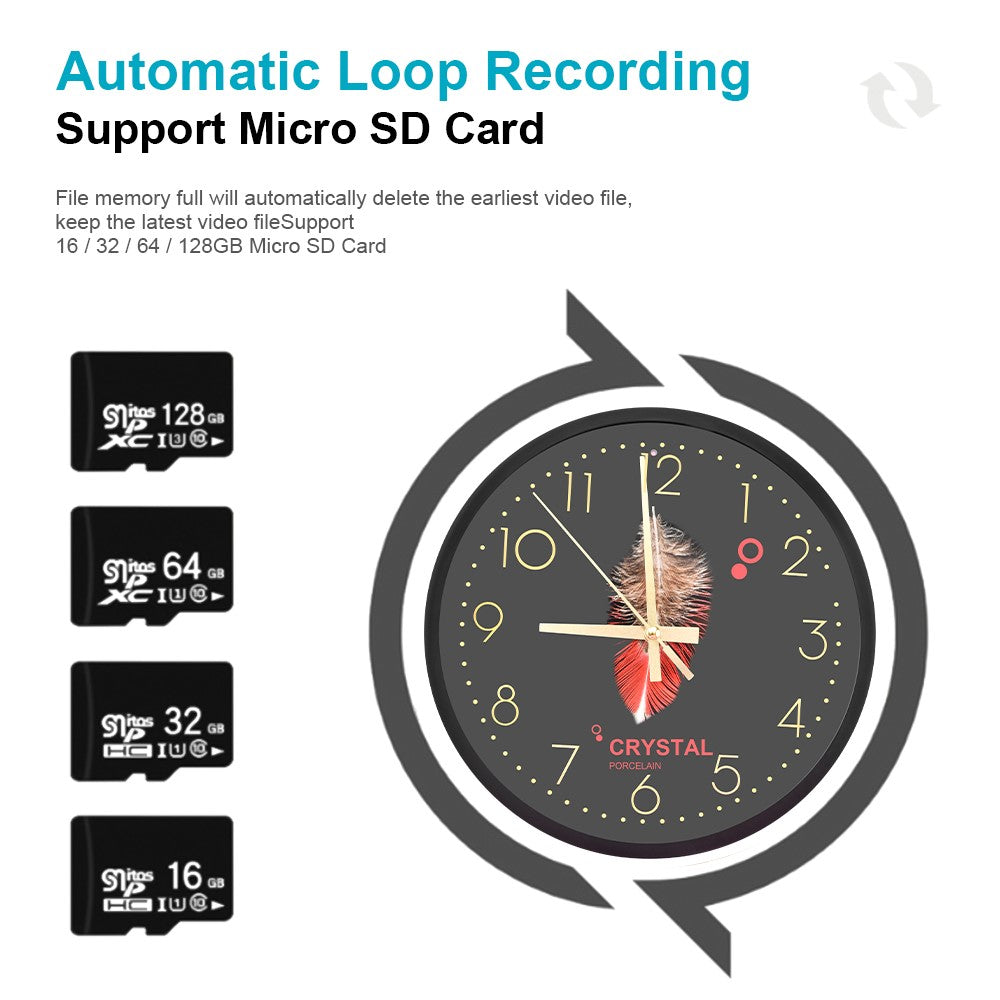 Wall Clock Camera with Recording, Motion Detection, and Audio Recording