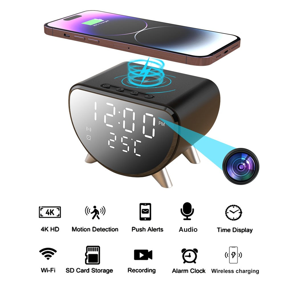 Hidden Camera 15W Charger, Clock
