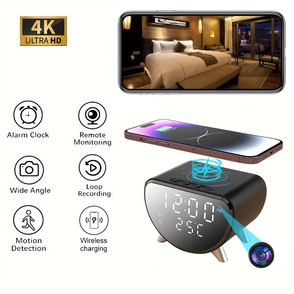 Hidden Camera 15W Charger, Clock