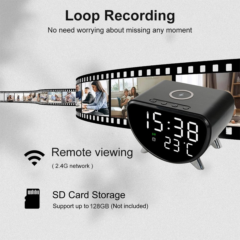 Hidden Camera 15W Charger, Clock