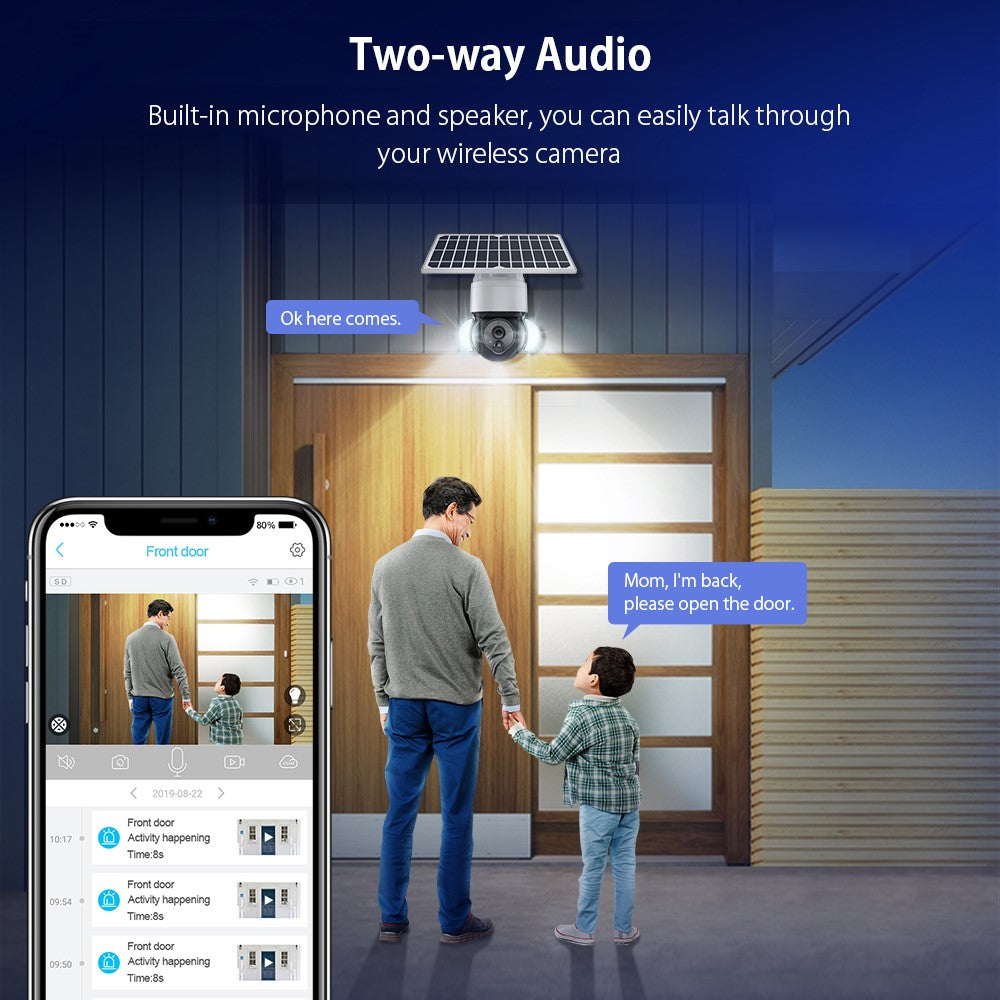 S518 Solar Battery Powered Floodlight PTZ Camera Outdoor