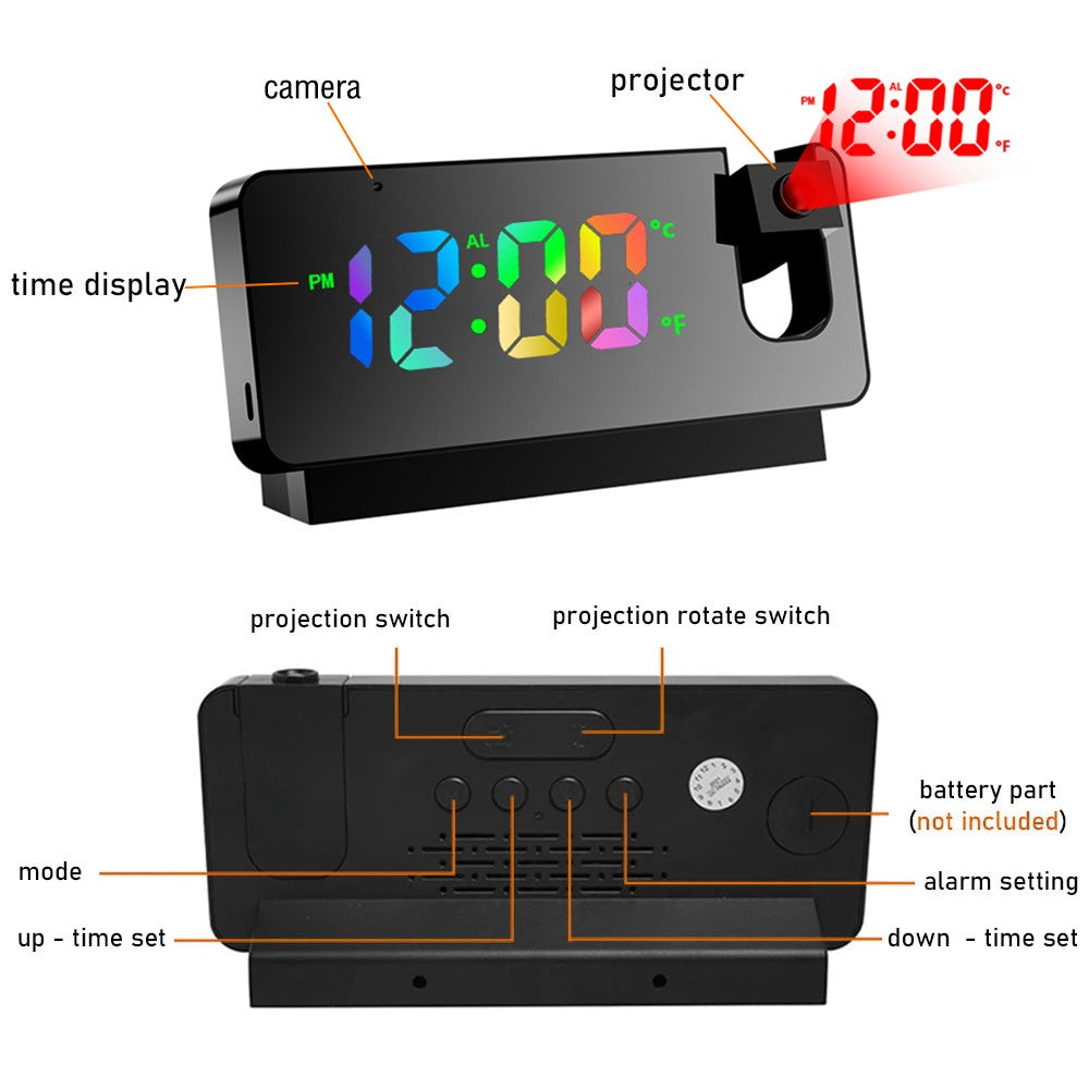 Projection Alarm Clock WiFi Camera