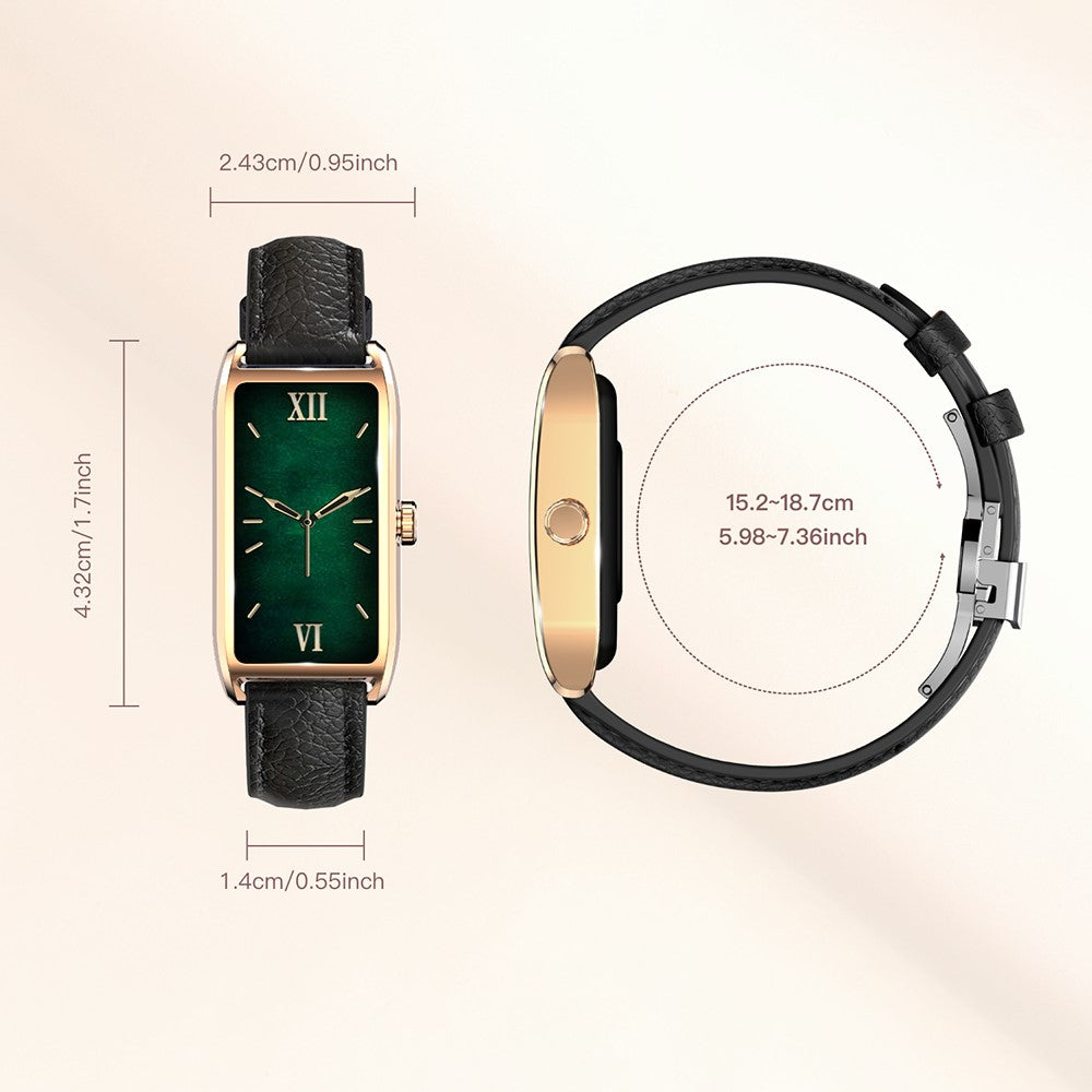 Dora T Smart Watch for Women Fitness Tracker IP68 Waterproof Heart Rate Monitor Smartwatch, Leather Band