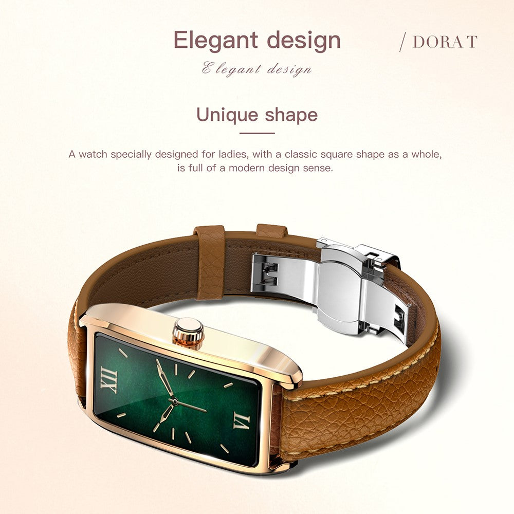 Dora T Smart Watch for Women Fitness Tracker IP68 Waterproof Heart Rate Monitor Smartwatch, Leather Band