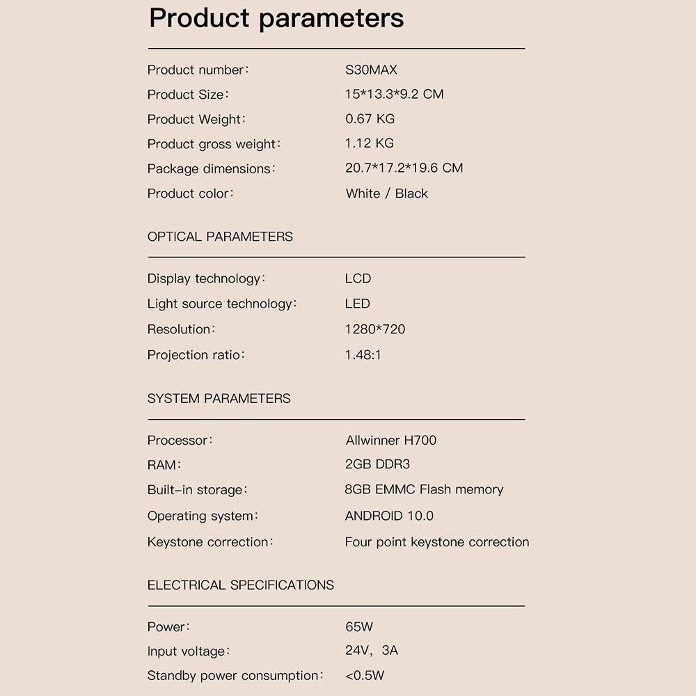 Portable Mini Projector S30MAX