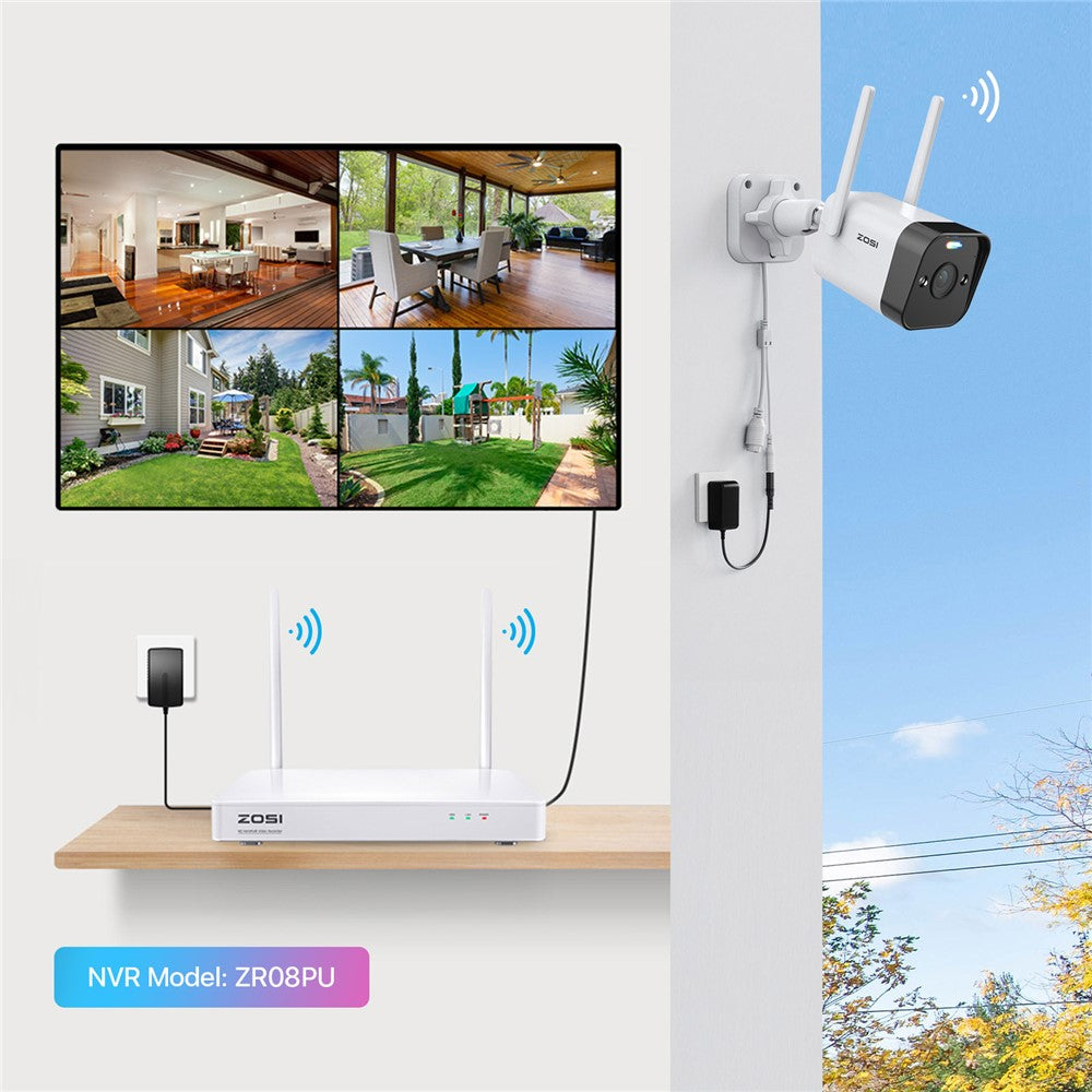 ZOSI WiFi Outdoor Security Camera 4MP Plug In