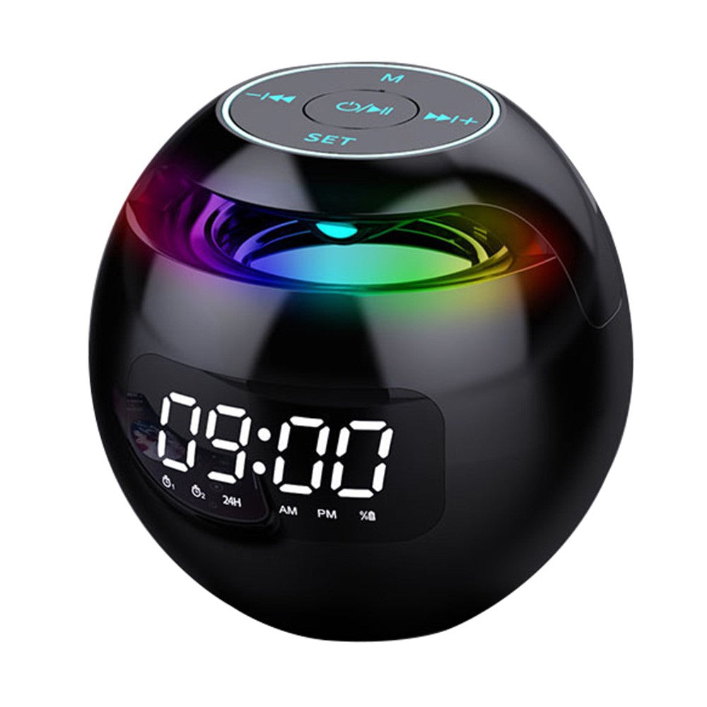 G-90Q Portable Wireless Bluetooth-compatible Speaker Ball Shape Alarm Clock FM Radio Smart Subwoofer (English / Sensing Version)