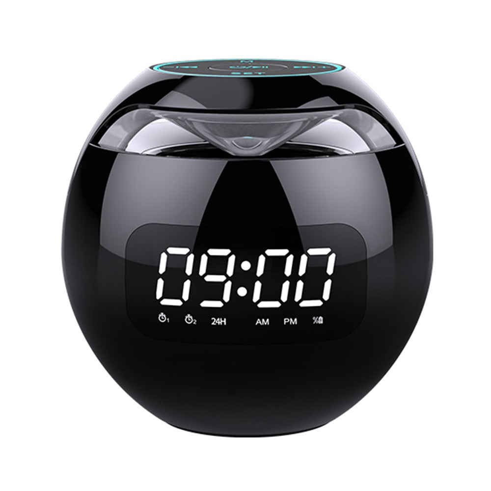 G-90Q Portable Wireless Bluetooth-compatible Speaker Ball Shape Alarm Clock FM Radio Smart Subwoofer (English / Sensing Version)