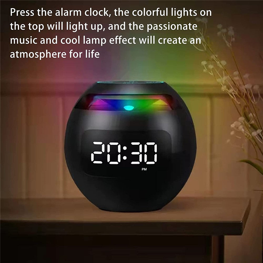 G-90Q Portable Wireless Bluetooth-compatible Speaker Ball Shape Alarm Clock FM Radio Smart Subwoofer (English / Sensing Version)