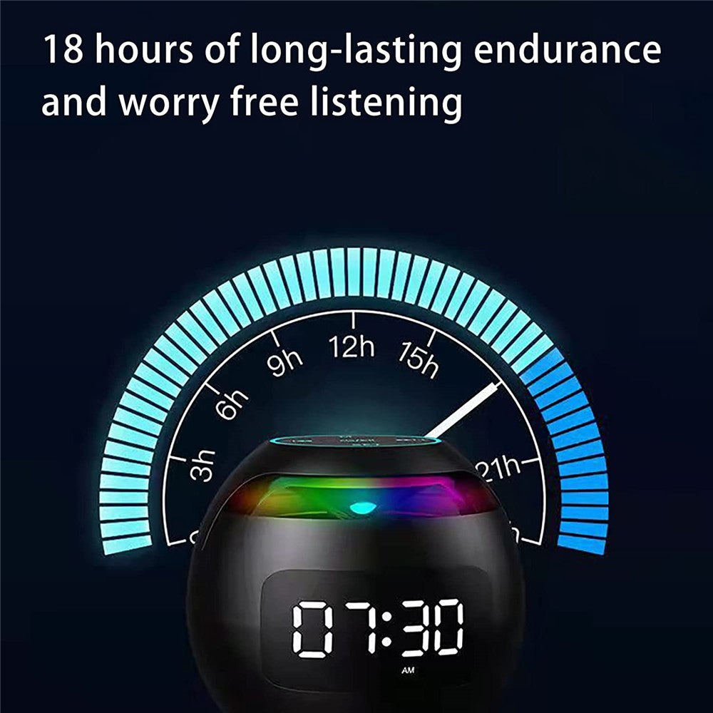 G-90Q Portable Wireless Bluetooth-compatible Speaker Ball Shape Alarm Clock FM Radio Smart Subwoofer (English / Sensing Version)