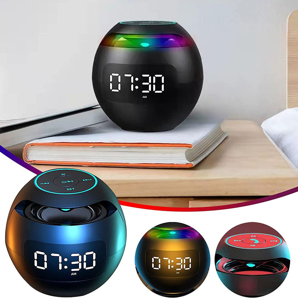 G-90Q Portable Wireless Bluetooth-compatible Speaker Ball Shape Alarm Clock FM Radio Smart Subwoofer (English / Sensing Version)