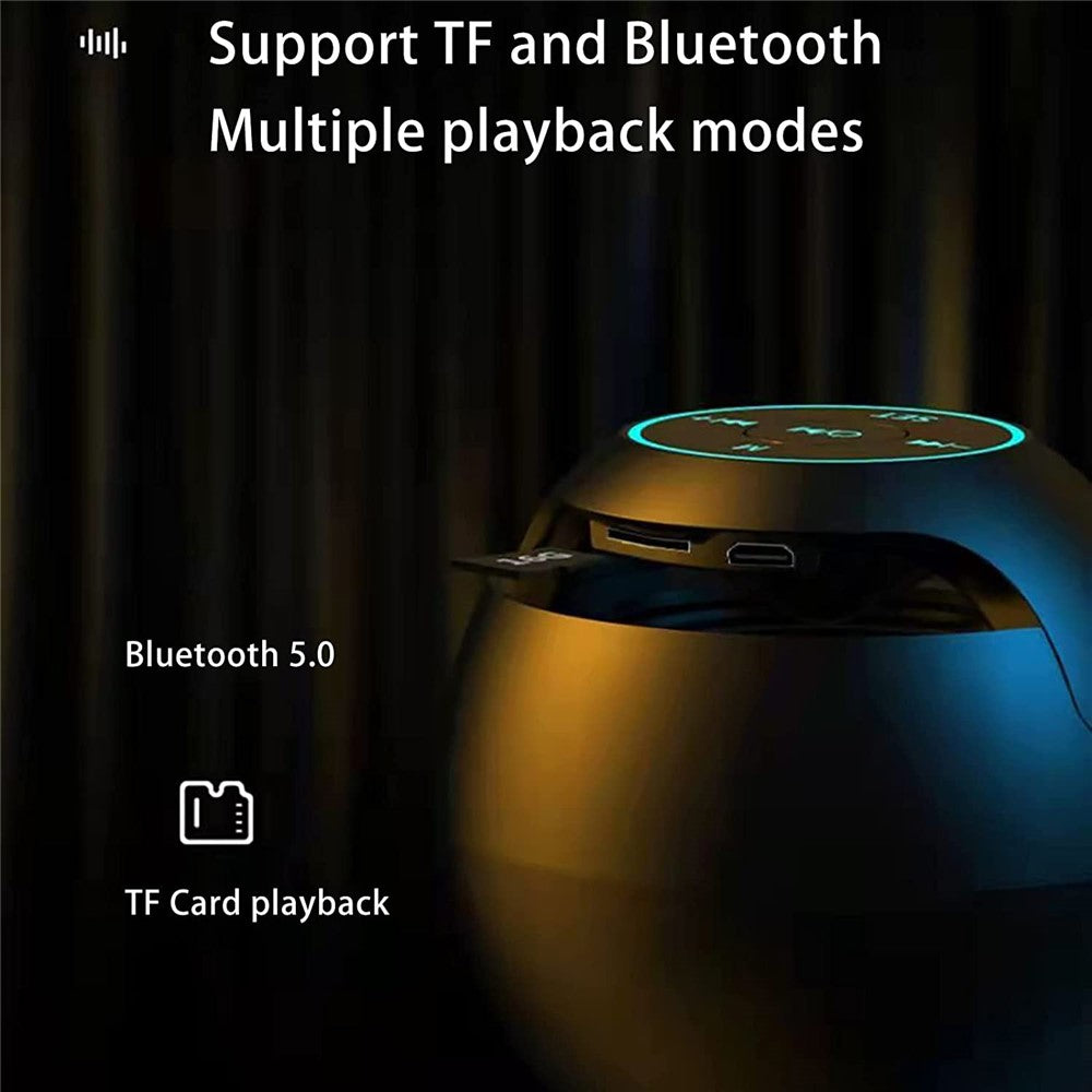 G-90Q Portable Wireless Bluetooth-compatible Speaker Ball Shape Alarm Clock FM Radio Smart Subwoofer (English / Sensing Version)