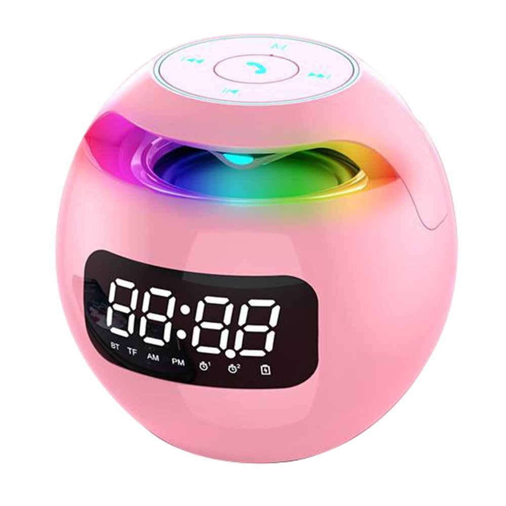 G-90Q Portable Wireless Bluetooth-compatible Speaker Ball Shape Alarm Clock FM Radio Smart Subwoofer (English / Sensing Version)