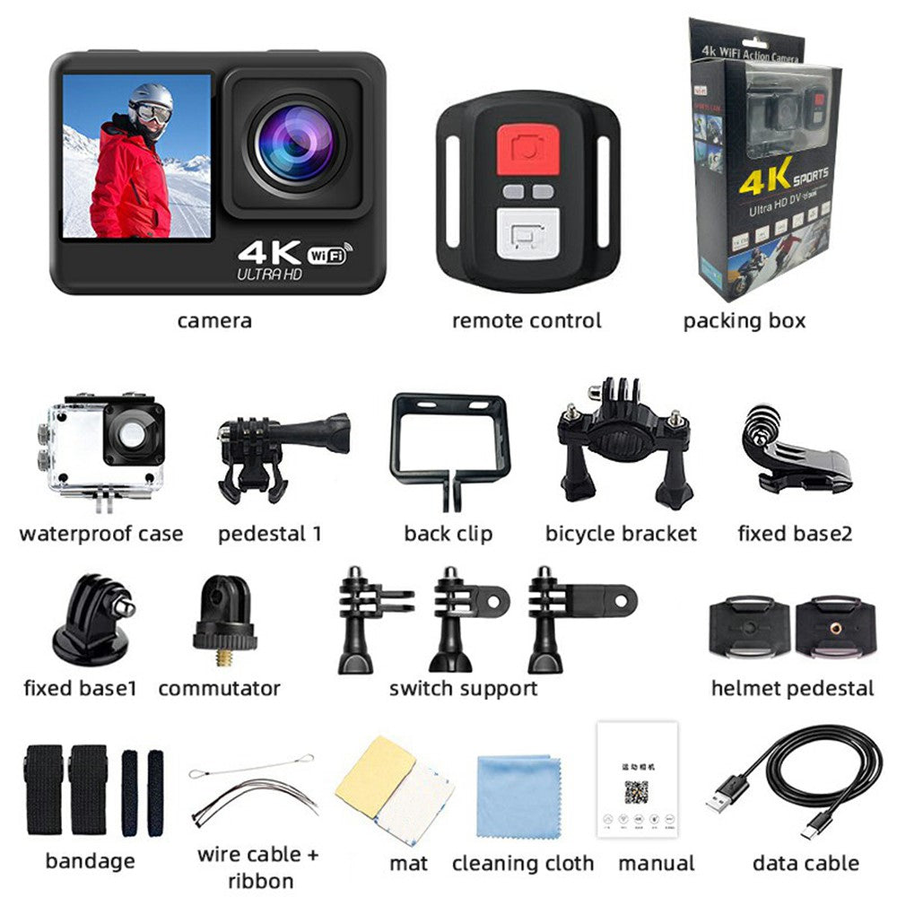 Action Camera 4K F200AA 2.0 Inch + 1.4 Inch Dual Screen