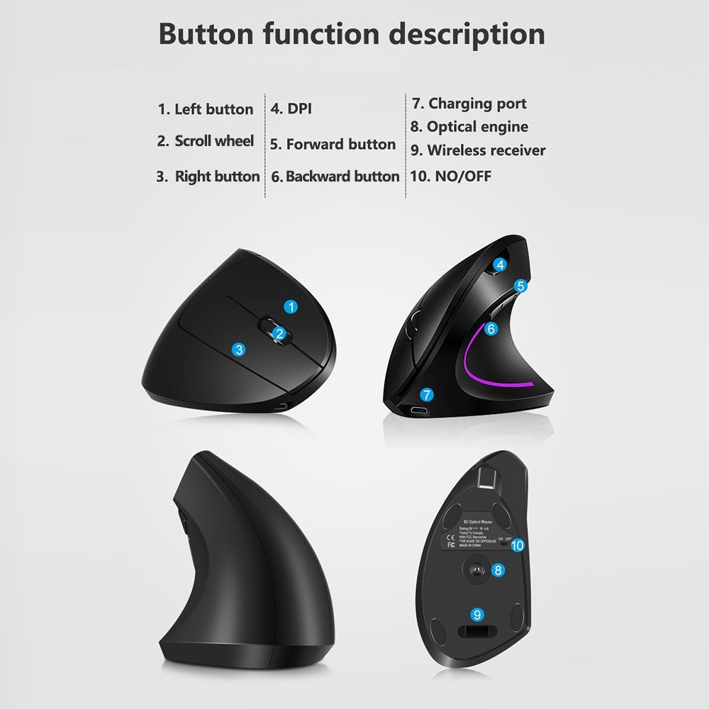 Vertical Mouse Rechargeable 2.4G Wireless